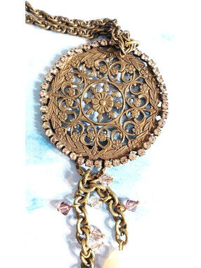 Liz Palacios Filigree Pendant Necklace Floral Ornate Designer Statement br01-38